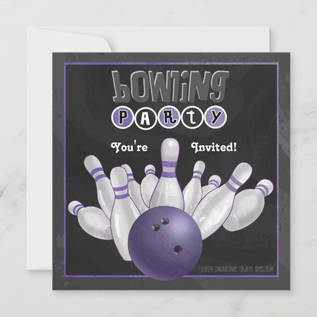 Invitation de la partie de Bowling violet (Devant)