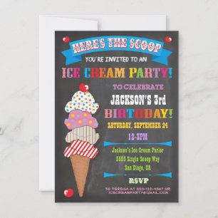 Invitation de la partie de crème glacée Chalkboard