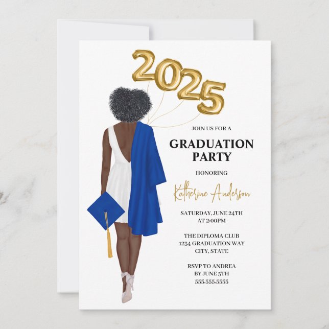 Invitation de la partie de diplôme afro-américaine (Devant)