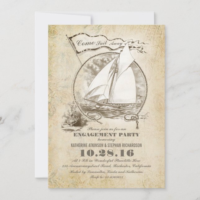 invitation de la partie de fiançailles nautiques v (Devant)