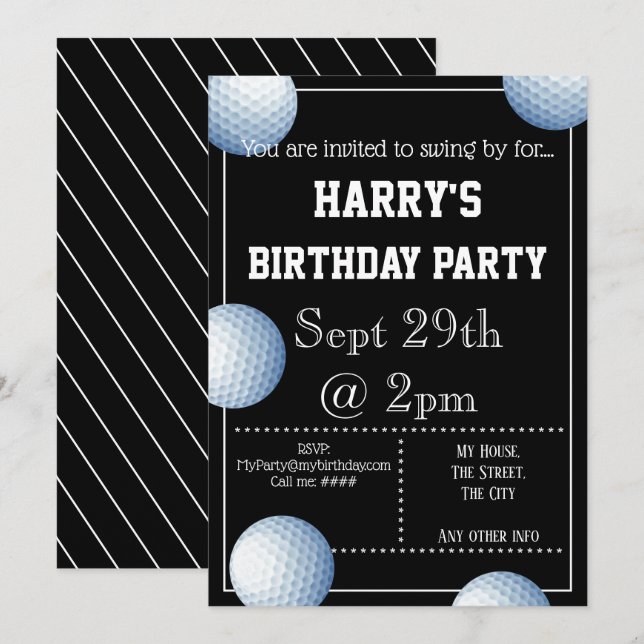 Invitation de la partie de golf Ball Party (Devant / Derrière)