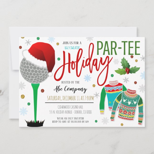 Invitation de la partie de golf de Noël (Devant)