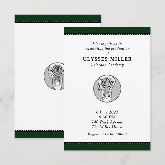 Invitation de la partie de graduation de crosse (Devant / Derrière)