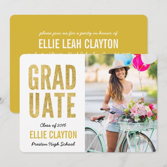 Invitation de la partie de graduation de la photo  (Devant / Derrière)