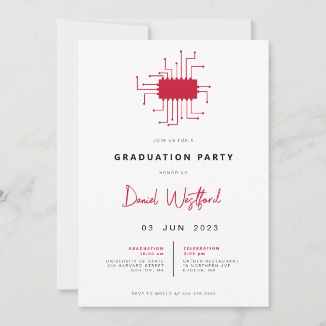 Invitation de la partie de graduation de l'ingénie (Devant)