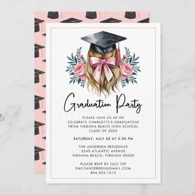 Invitation de la partie de graduation Décontractée (Devant / Derrière)
