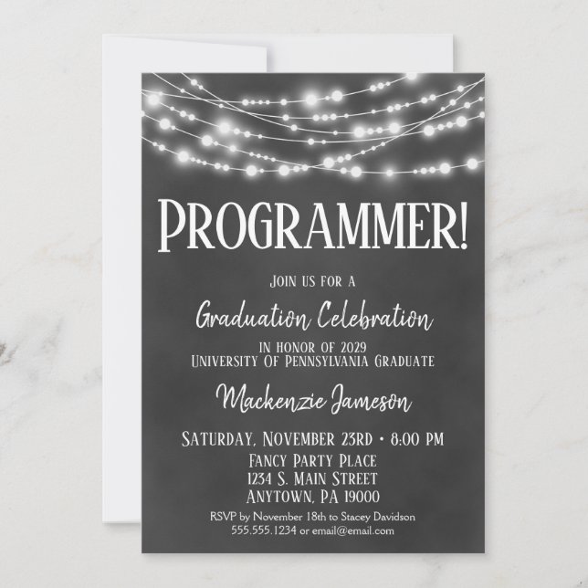 Invitation de la partie de graduation du programme (Devant)