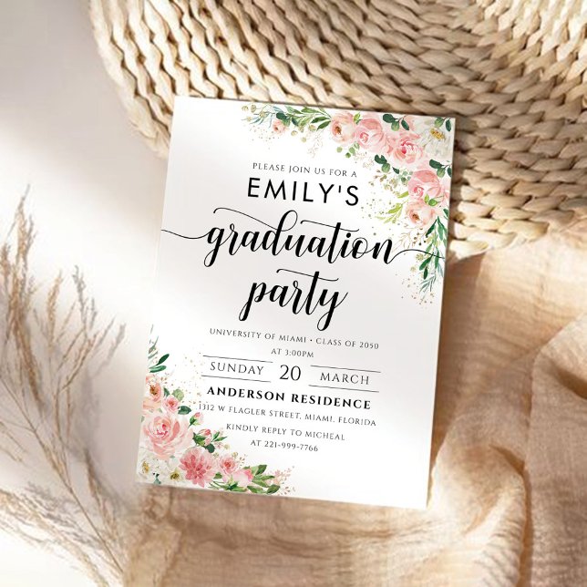 Invitation de la partie de graduation en or rose p (Créateur téléchargé)