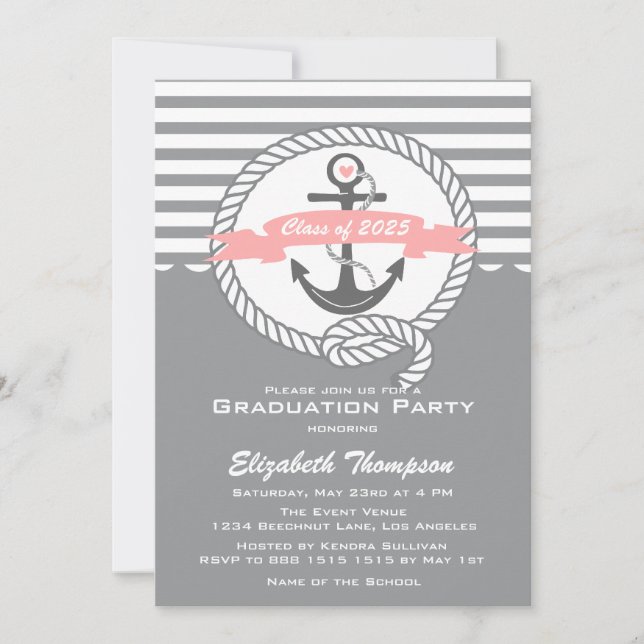 Invitation de la partie de graduation nautique ros (Devant)
