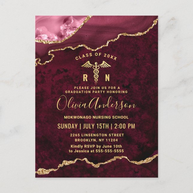 Invitation de la partie de graduation Red RN Gold (Devant)