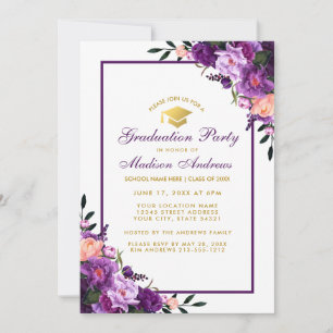 Invitation de la partie de graduation violet ultra