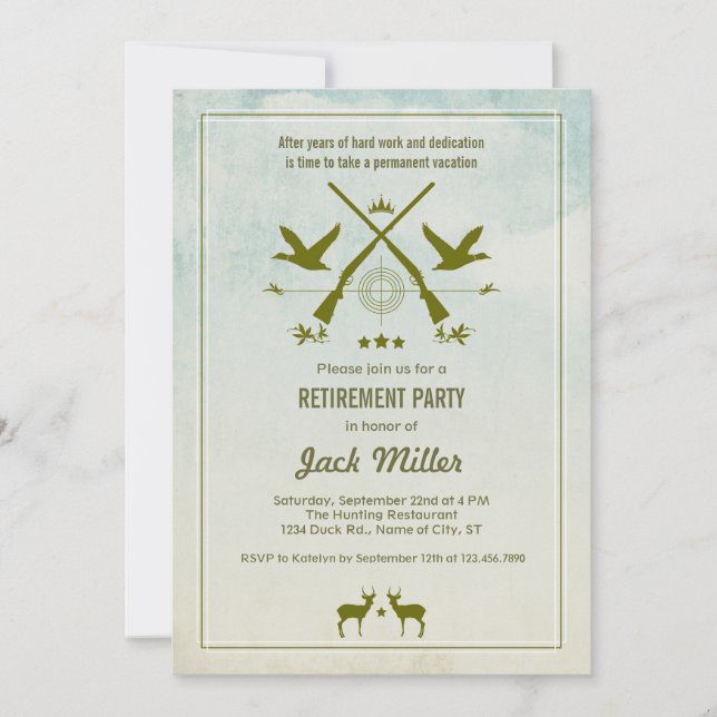 Invitation de la partie de la chasse à la retraite (Devant)