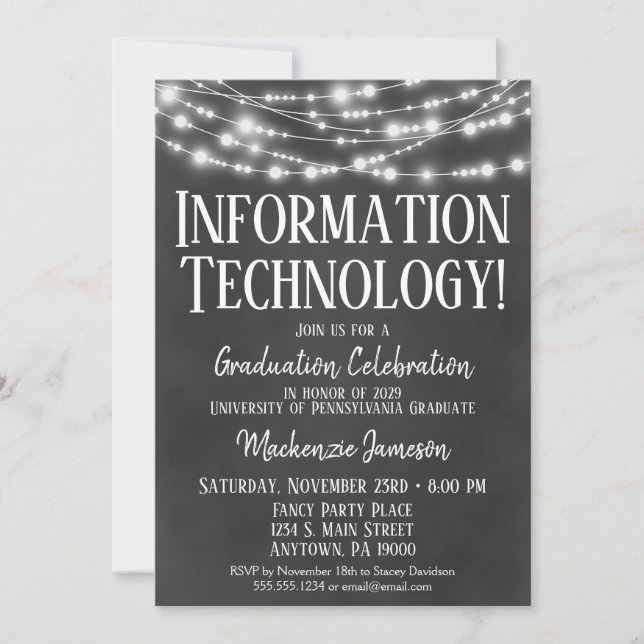 Invitation de la Partie de la Graduation en techno (Devant)