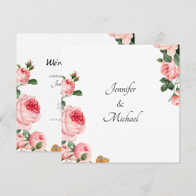 Invitation de la partie de l'engagement Rose (Devant / Derrière)