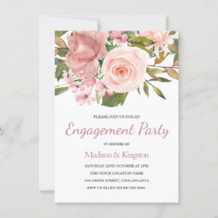 Invitation de la partie de l'engagement Rose rose