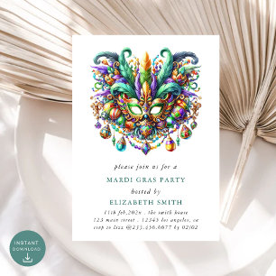 Invitation de la partie de masques Mardi Gras