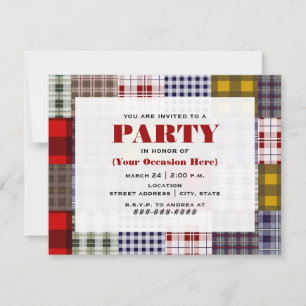 Invitation de la partie de patchwork préppy