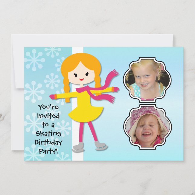 Invitation de la partie de patinage d'anniversaire (Devant)