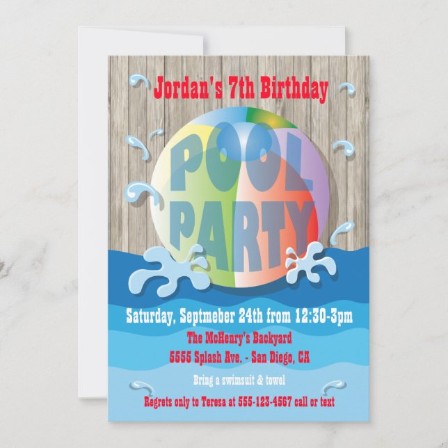 Invitation de la partie de piscine rustique avec B (Devant)