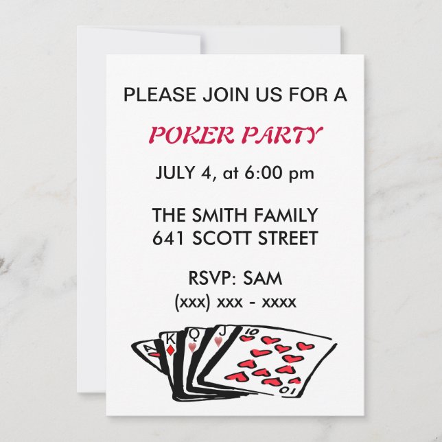 Invitation de la partie de poker (Devant)