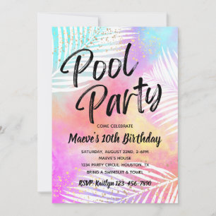 Invitation de la partie de pool   Pool Party Anniv