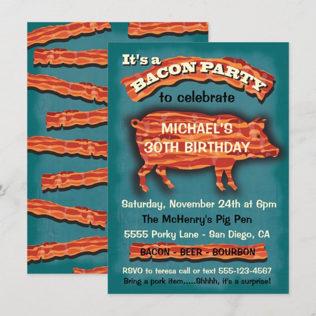 Invitation de la partie de porc de Bacon (Devant / Derrière)