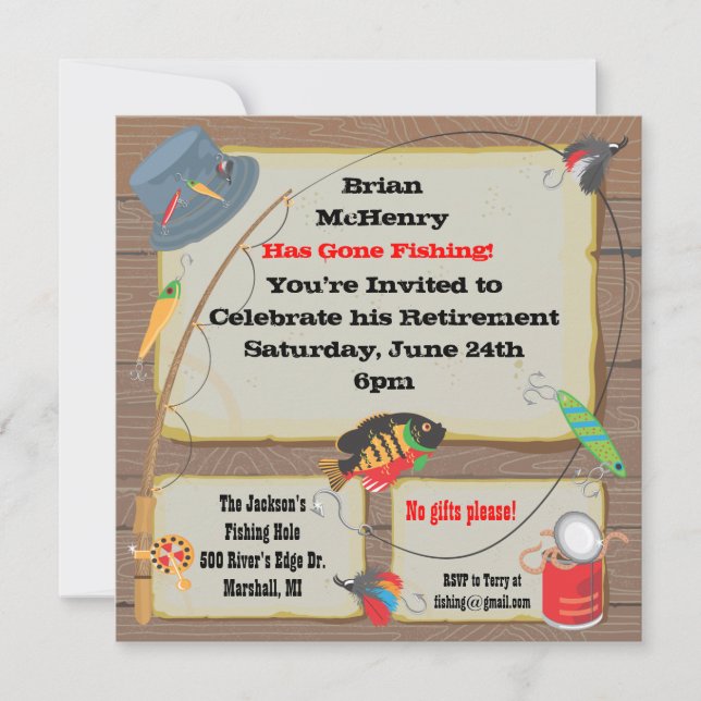 Invitation de la partie de retrait de pêche (Devant)