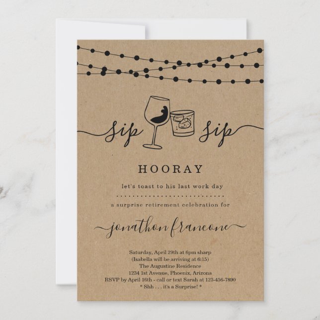 Invitation de la partie de retraite amusante surpr (Devant)