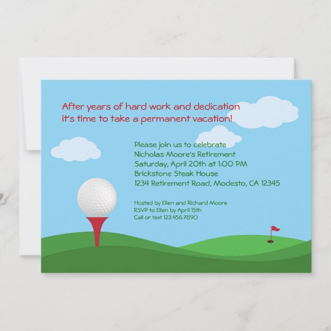 Invitation de la partie de retraite de golf (Devant)