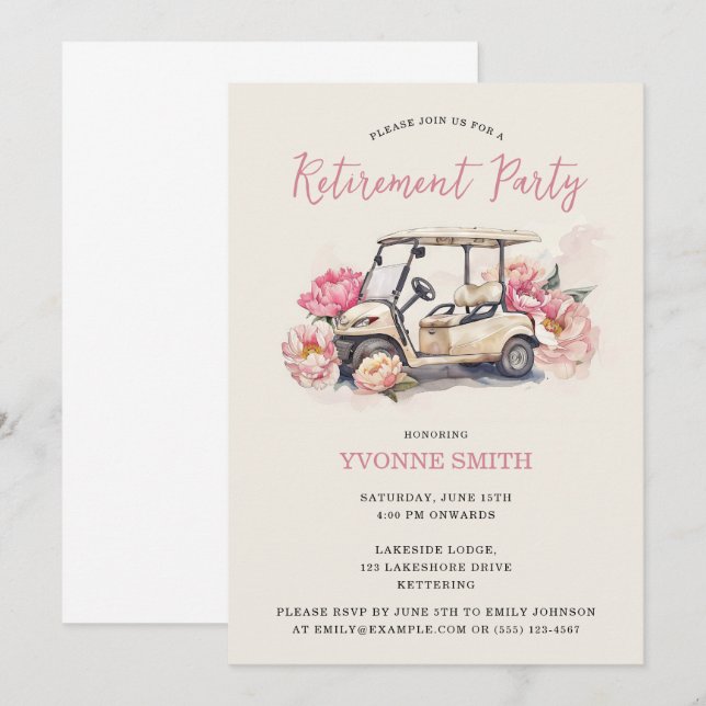 Invitation de la partie de retraite de golf pour f (Devant / Derrière)