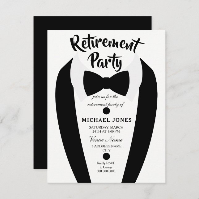 Invitation de la partie de retraite de la Cravate  (Devant / Derrière)