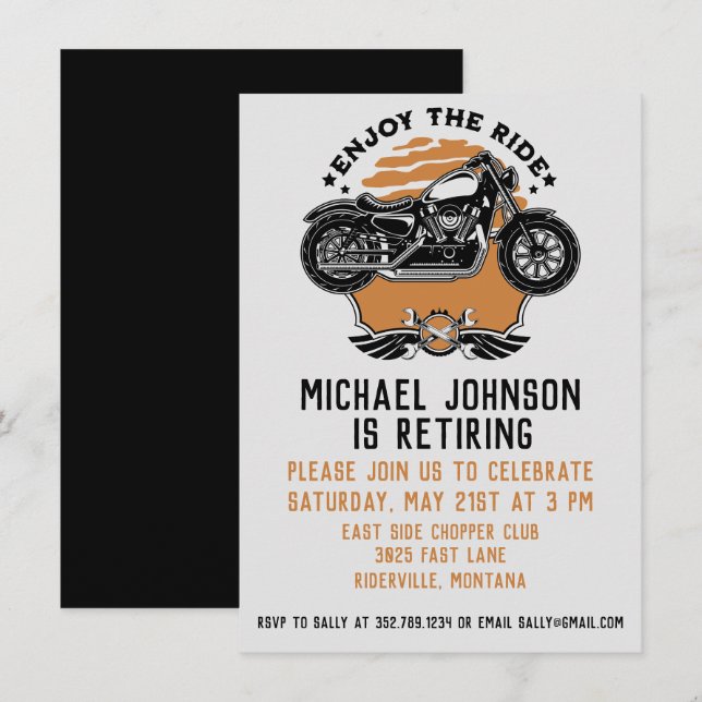 Invitation de la partie de retraite de la moto (Devant / Derrière)