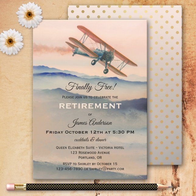 Invitation de la partie de retraite de l'avion vin (Créateur téléchargé)
