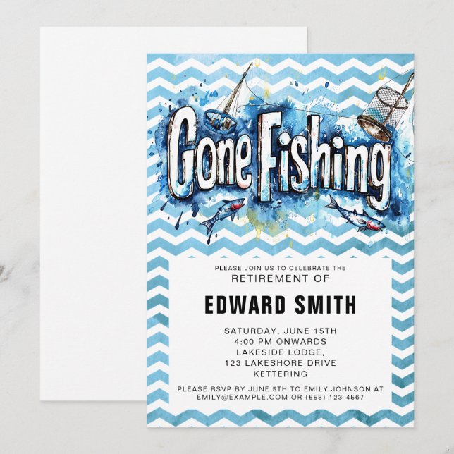 Invitation de la partie de retraite de pêche (Devant / Derrière)