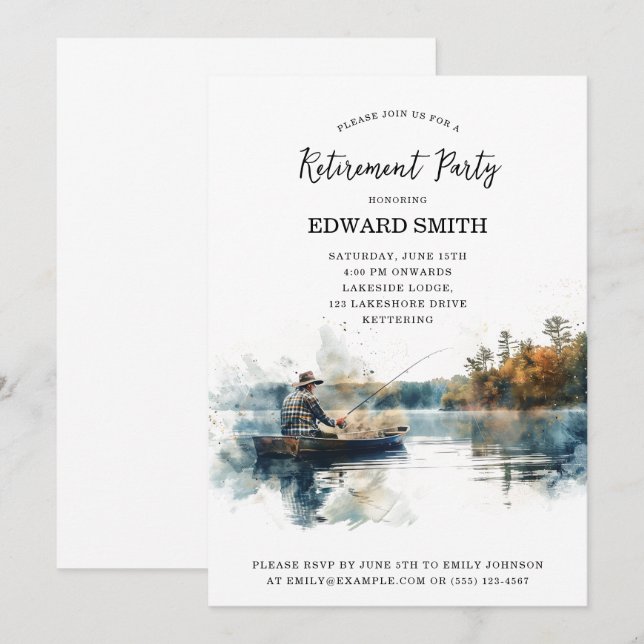 Invitation de la partie de retraite de pêche (Devant / Derrière)