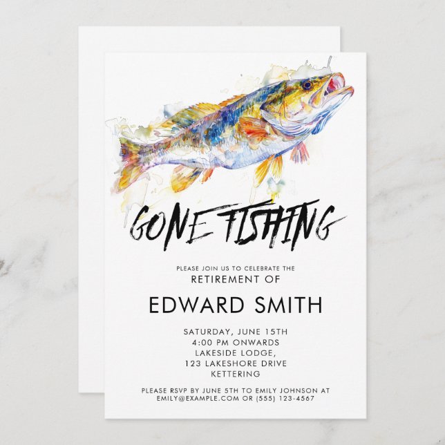 Invitation de la partie de retraite de pêche (Devant / Derrière)