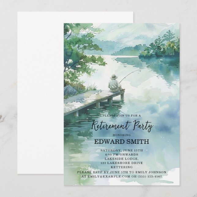 Invitation de la partie de retraite de pêche (Devant / Derrière)
