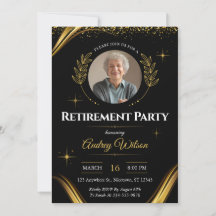 Invitation de la partie de retraite Elegant Black