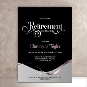 Invitation de la partie de retraite en argent noir