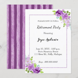 Invitation de la partie de retraite florale pourpr