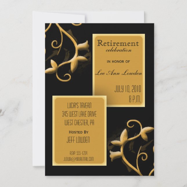 Invitation de la partie de retraite noire et d'or (Devant)