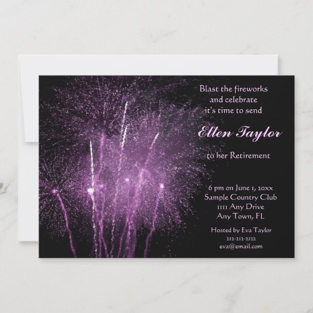 Invitation de la partie de retraite Purple Firewor (Devant)