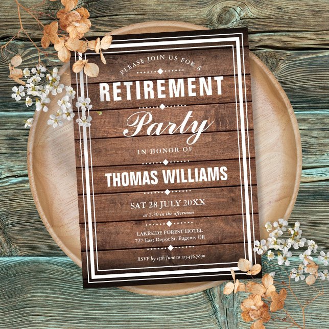 Invitation de la partie de retraite vintage Rustic (Vintage Rustic Wood Retirement Party Invitation)