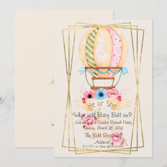 Invitation de la partie de révélation de genre (Devant / Derrière)