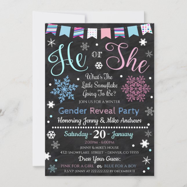 Invitation de la partie de révélation de genre (Devant)