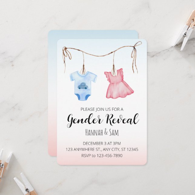 Invitation de la partie de révélation de genre Ele (Devant/Arrière en situation)