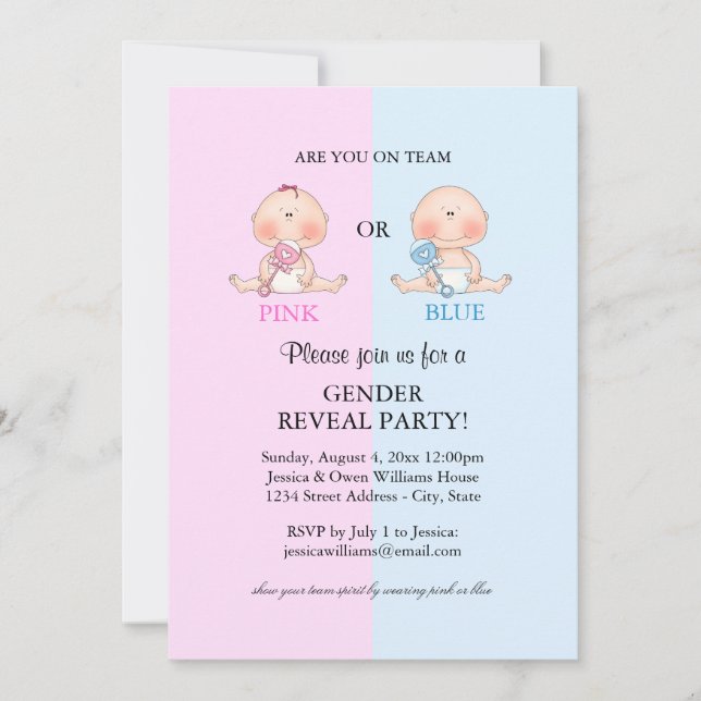 Invitation de la partie de révélation de genre - r (Devant)