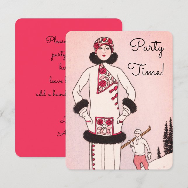 Invitation de la partie de ski de la scène de neig (Devant / Derrière)