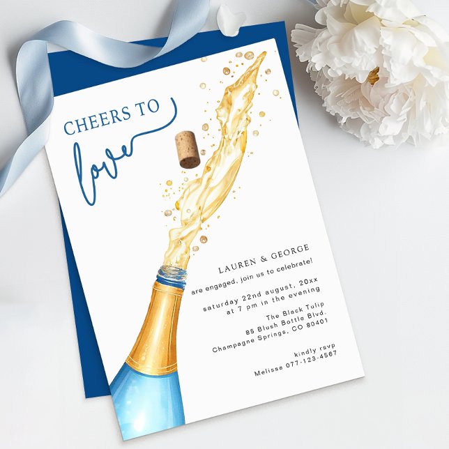Invitation de la partie d'engagement (Cheers to Love, Engagement Party Invite)