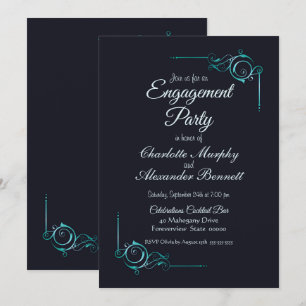 Invitation de la partie d'engagement bleu et turqu